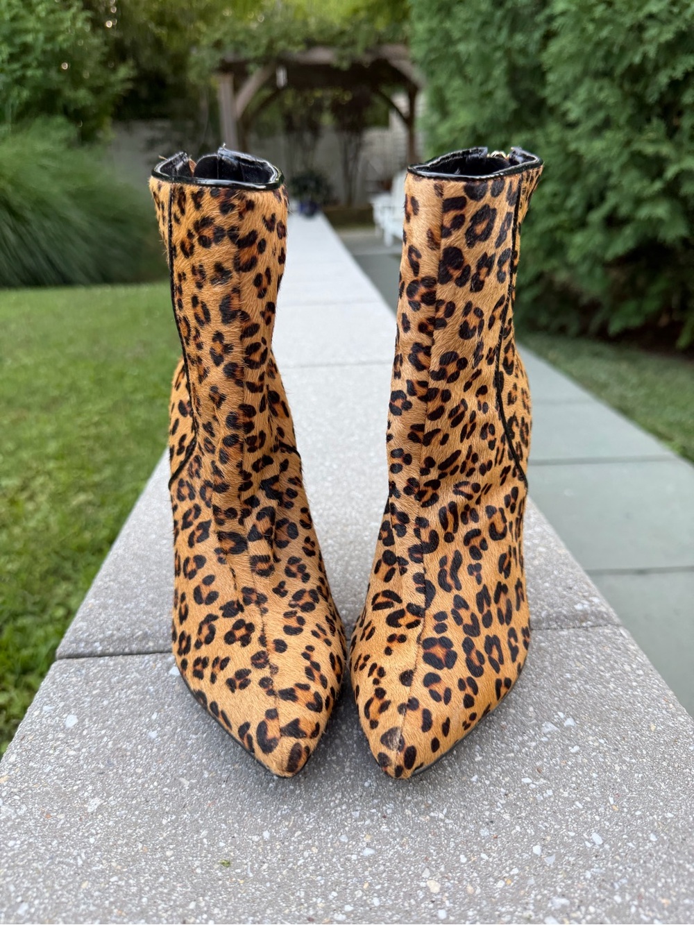 Express Leopard Print Ankle Boots - Tan and Black